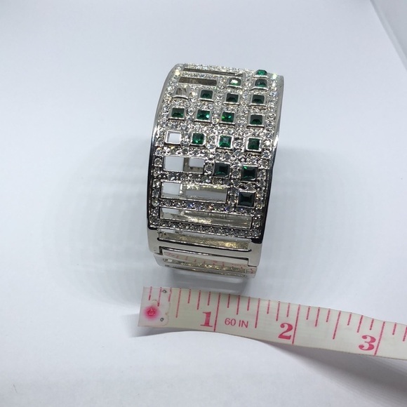 Vintage style art deco look cocktail statement bracelet sparkling rhinestones - Picture 5 of 5